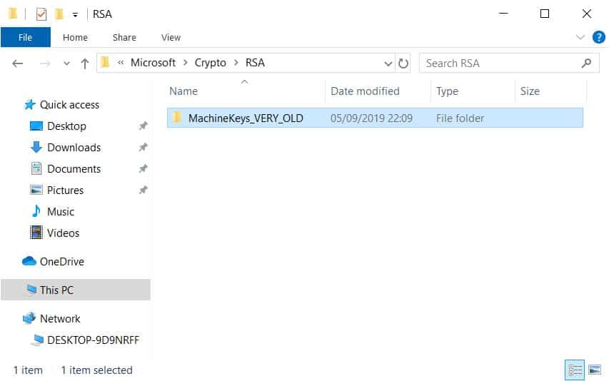 Windows 10 - error renaming folder - Error 0x80630203