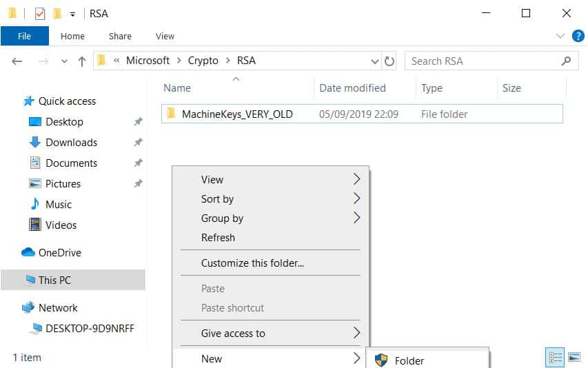Windows 10 - make new folder