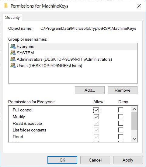 Windows 10 - permission for the folder - Error 0x80630203