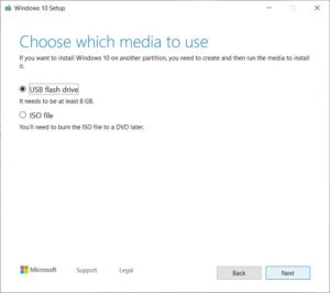 Windows 10 - choose media