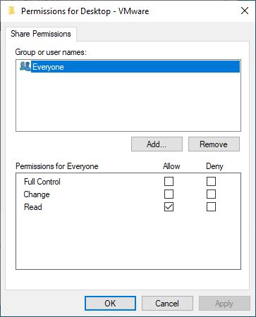 Windows 10 - Permissions - full control