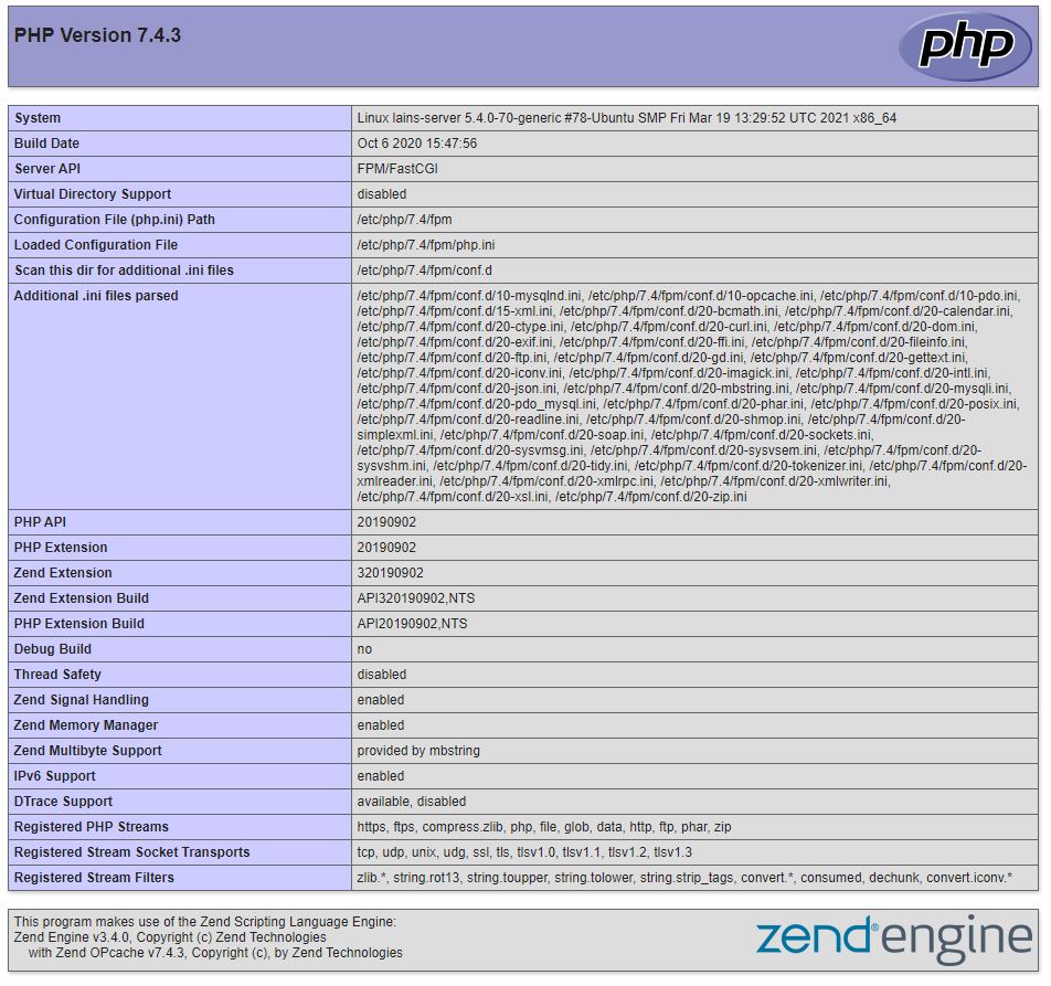 12. installation of PHP succesfull