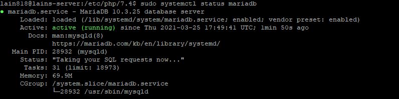 14. mariaDB status check in ubuntu