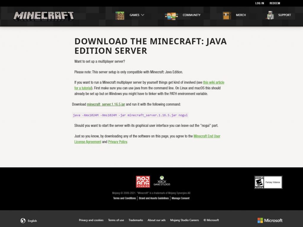 Minecraft server download